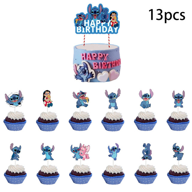 Disney Anime Stitch Party Decoration Props Cake Decor Supplies Children's  Toys small cup cake toppers happy birthday decoration - AliExpress